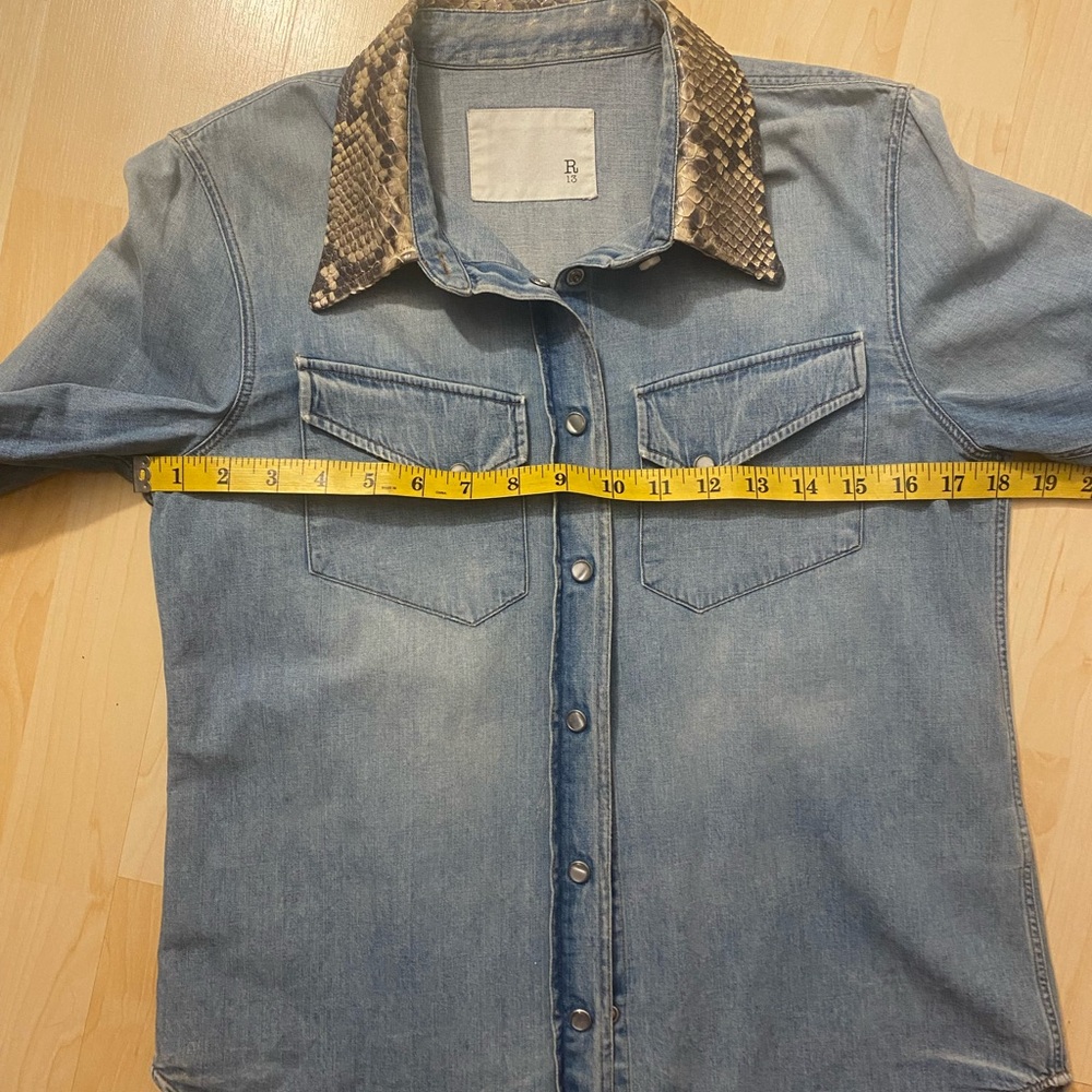 R13 Denim Western Shirt with Snakeskin Collar - Picture 6 of 15
